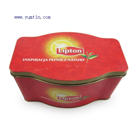 Irregular shaped tea tin box for Lipton Brand