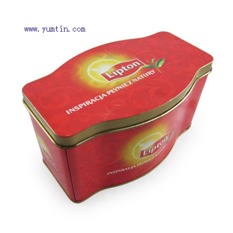 Irregular shaped tea tin box for Lipton Brand