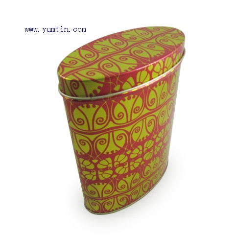 Oval shaped tea tin box
