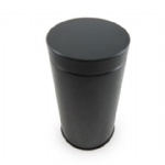 Round shaped tea tin box with plastic air-tight plug lid